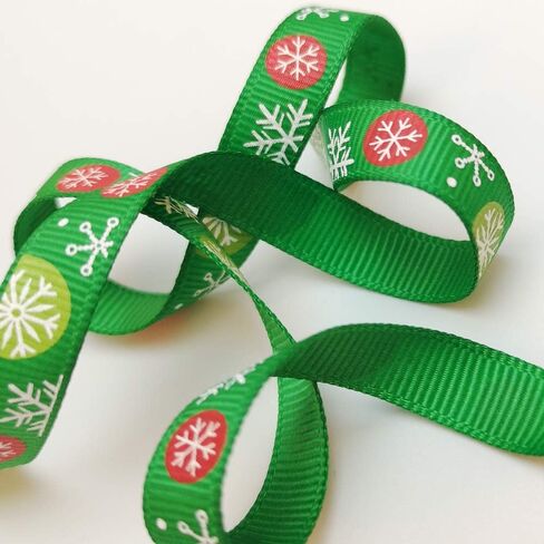 15 ياردة 3/8 "(10 مللي متر) Grosgrain الشريط عيد ميلاد سعيد شرائط ثلج سانتا كلوز Jinglebell سانتا شجرة ندفة الثلج الحرفية لتقوم بها بنفسك التعبئة الشعر in Kuwait