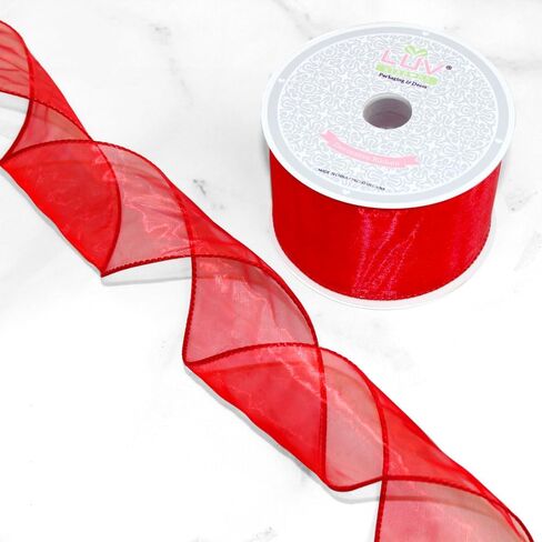 Creative Ideas Wired 2.5" Inch Organza Ribbon, 10 Yards, Red in Saudi Arabia