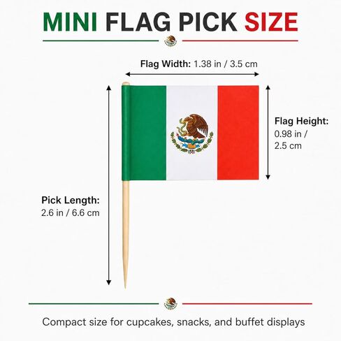 100 Pcs Mexico Flag Toothpicks, Cocktail Picks Mini Stick, Cupcake Toppers Flag Picks, Mini Flags on Sticks for World Cup, Country Pick Party Decoration for Cupcakes, Cocktails, Food in Saudi Arabia