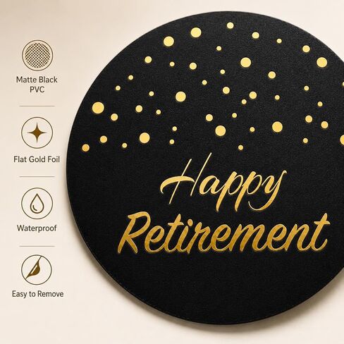 100 x Round Retirement Stickers for Party Favors, Black Gold Foil Happy Retirement Treat Bag Stickers, Elegant Retirement Gift Stickers for Retirement Party Favors and Decorations in Saudi Arabia