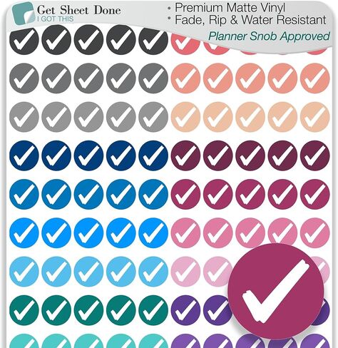 Icon Planner Sticker / 110 Dot Icon Vinyl (1/3") /Check Mark Completion Reward Chores/Essential Productivity Life Planner/Bujo Bullet Journaling/Todo Appointments (One Sheet, Check (Done)) in Saudi Arabia