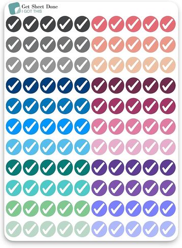 Icon Planner Sticker / 110 Dot Icon Vinyl (1/3") /Check Mark Completion Reward Chores/Essential Productivity Life Planner/Bujo Bullet Journaling/Todo Appointments (One Sheet, Check (Done)) in Saudi Arabia