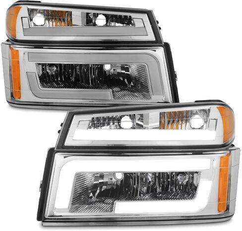 AKKON - يناسب 2004-2012 Chevy Colorado/GMC Canyon 06-08 Isuzu i-Series [LED Tube Parking] زوج مصابيح أمامية سوداء LH+RH in Kuwait