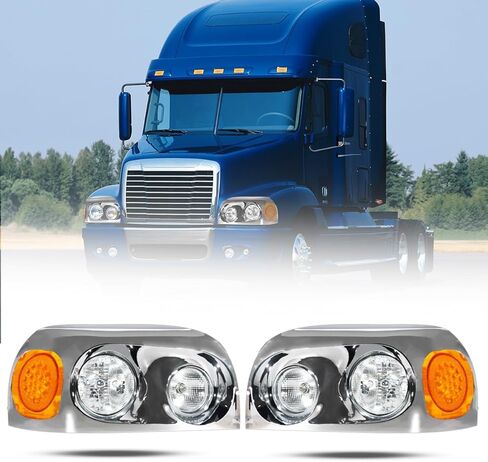 Headlights Compatible with Freightliner Century 2004-2015 Pair Set Front Headlamp DOT and SAE Approved (White-Led turn signal) in Saudi Arabia