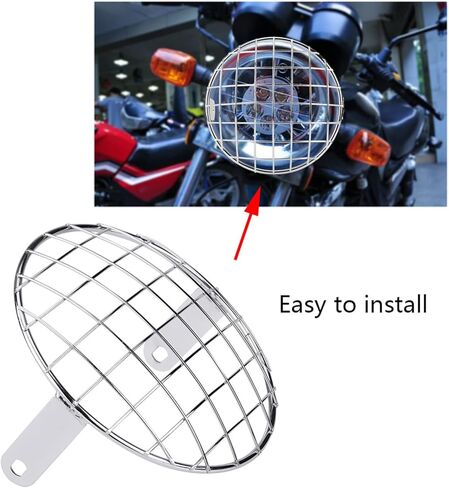 Motorcycle 7" Headlight Mesh Grill Side Mount Universal Cover Mask(chrome) in Kuwait