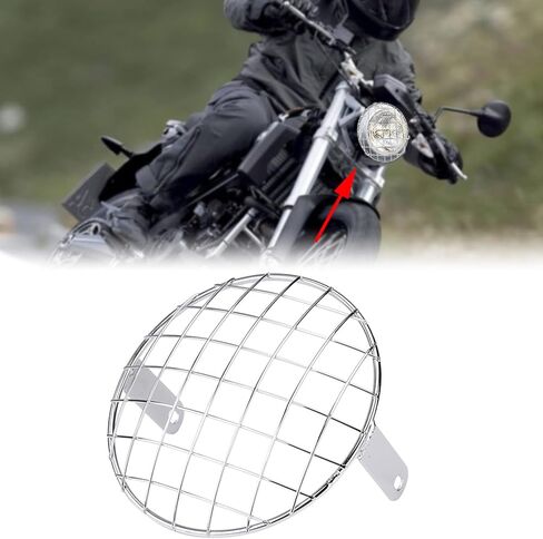 Motorcycle 7" Headlight Mesh Grill Side Mount Universal Cover Mask(chrome) in Kuwait