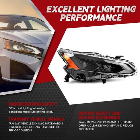 مجموعة المصابيح الأمامية الجانبية للركاب من Nakkaa مع DRL متوافقة مع Altima SV/S/SR/SR Premium/SL/Platinum 2023-2025 للمصابيح الأمامية 26010-6CA0B 260106CA0B يمين in Kuwait