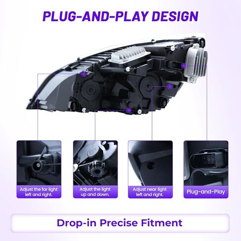 Led Headlights Compatible with 2018-2023 Cascadia Black Housing, Tailored for Elite Models (Driver Side (Left)) in Kuwait