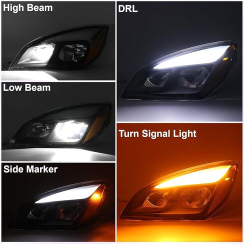 Led Headlights Compatible with 2018-2023 Cascadia Black Housing, Tailored for Elite Models (Driver Side (Left)) in Kuwait