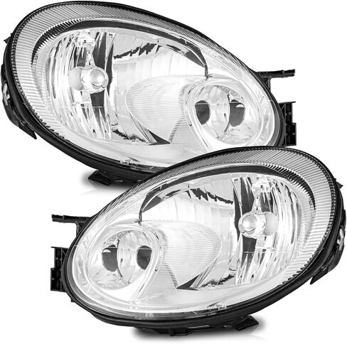 WEELMOTO Headlights Compatible with 2003 2004 2005 Dodge Neon, Headlight Assembly Replacement for 03 2004 05 Neon Pair Set Clear Lens Chrome Housing Driver and Passenger Side in Kuwait