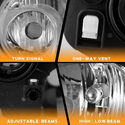 WEELMOTO Headlights Compatible with 2003 2004 2005 Dodge Neon, Headlight Assembly Replacement for 03 2004 05 Neon Pair Set Clear Lens Chrome Housing Driver and Passenger Side in Kuwait