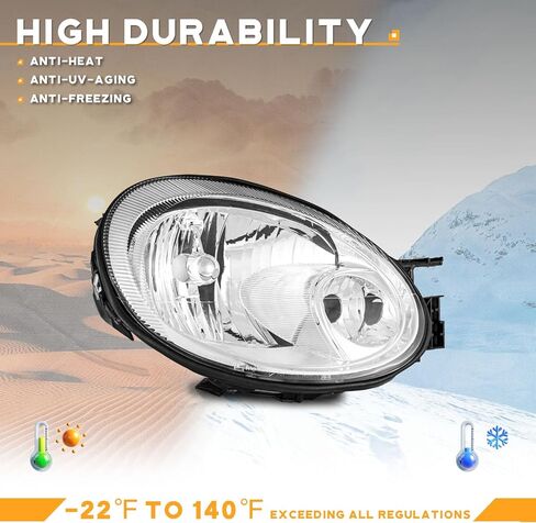 WEELMOTO Headlights Compatible with 2003 2004 2005 Dodge Neon, Headlight Assembly Replacement for 03 2004 05 Neon Pair Set Clear Lens Chrome Housing Driver and Passenger Side in Kuwait