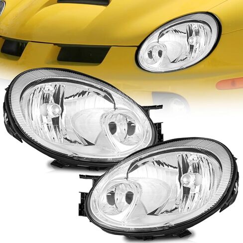 WEELMOTO Headlights Compatible with 2003 2004 2005 Dodge Neon, Headlight Assembly Replacement for 03 2004 05 Neon Pair Set Clear Lens Chrome Housing Driver and Passenger Side in Kuwait