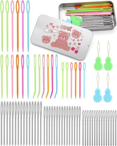UOOU 68 PCS Large Eye Yarn Needles Set, 8 Sizes Blunt Needles Tapestry Needles for Yarn, Sewing Needles Large Eye for Crochet, Weaving Needle, Crochet Needles for Knitting and Sewing in Kuwait