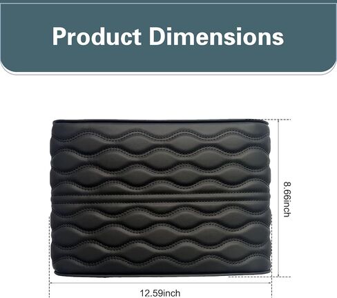 Wavy Quilted Car Armrest Cover, Premium Leather Auto Center Console Pad, Universal Armrest Cushion Protector for Car, Truck, Sedan, SUV, Anti-Scratch Soft Waterproof Console Cover (Black) in Saudi Arabia