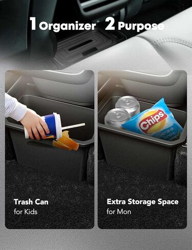 YHTAUTO Rear Center Console Organizer with Lid Fit for Tesla Model Y Trash Can 2020-2024, TPE 2nd Row Center Console Storage Box Tissue Holder Rear Middle Storage Bin in Saudi Arabia