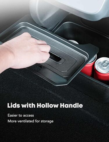 YHTAUTO Rear Center Console Organizer with Lid Fit for Tesla Model Y Trash Can 2020-2024, TPE 2nd Row Center Console Storage Box Tissue Holder Rear Middle Storage Bin in Saudi Arabia