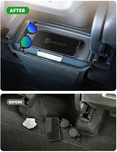 YHTAUTO Rear Center Console Organizer with Lid Fit for Tesla Model Y Trash Can 2020-2024, TPE 2nd Row Center Console Storage Box Tissue Holder Rear Middle Storage Bin in Saudi Arabia