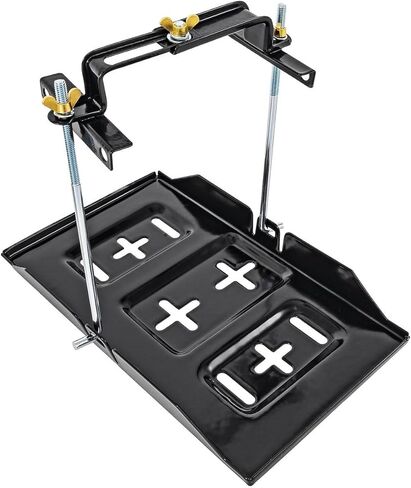 JEGS Steel Battery Tray Kit | Includes Tray, Hold Down, and Two J-Bolts | Corrosion-Resistant Vinyl Coating | 7in.Wide By 13in.Long in Saudi Arabia