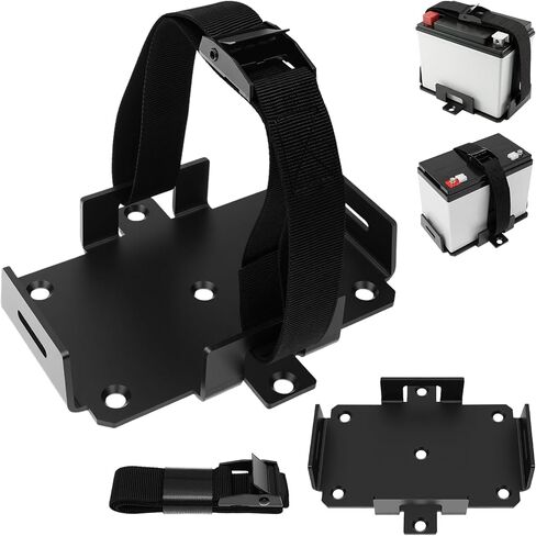 Small Battery Tray Fit 12V-6V / 6AH 7AH 8AH 9AH 12AH 15AH Batteries and More Adjustable Hold Down Strap Battery Mount Compatible with Boat, Kayak, Motorcycle, ATV, Generator, Jetski in Saudi Arabia