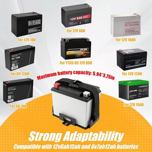 Small Battery Tray Fit 12V-6V / 6AH 7AH 8AH 9AH 12AH 15AH Batteries and More Adjustable Hold Down Strap Battery Mount Compatible with Boat, Kayak, Motorcycle, ATV, Generator, Jetski in Saudi Arabia