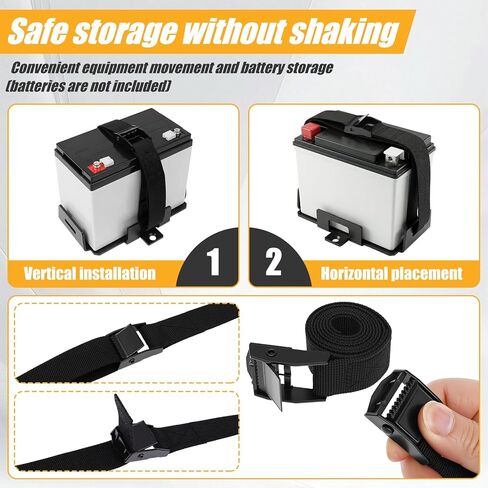 Small Battery Tray Fit 12V-6V / 6AH 7AH 8AH 9AH 12AH 15AH Batteries and More Adjustable Hold Down Strap Battery Mount Compatible with Boat, Kayak, Motorcycle, ATV, Generator, Jetski in Saudi Arabia