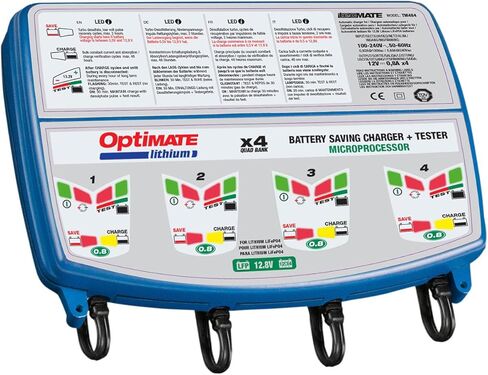 Tecmate OptiMATE Lithium 4-bank x 4s 0.8A، TM-485، 4-bank x 8-step 12.8/13.2V 0.8A شاحن توفير البطارية-اختبار-صيانة in Kuwait