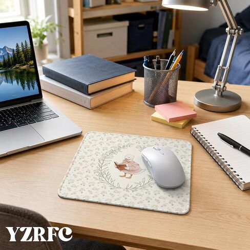 Vintage Pink Floral Goose Mouse Pad, Book Lover Goose Gifts, Cottagecore Cute Bookish Animal Mouse Pads for Wireless Mouses Computers Laptop Desk Mat, 9.5x8 Inch in Kuwait