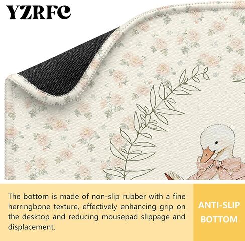 Vintage Pink Floral Goose Mouse Pad, Book Lover Goose Gifts, Cottagecore Cute Bookish Animal Mouse Pads for Wireless Mouses Computers Laptop Desk Mat, 9.5x8 Inch in Kuwait