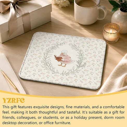 Vintage Pink Floral Goose Mouse Pad, Book Lover Goose Gifts, Cottagecore Cute Bookish Animal Mouse Pads for Wireless Mouses Computers Laptop Desk Mat, 9.5x8 Inch in Kuwait