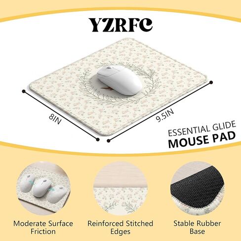 Vintage Pink Floral Goose Mouse Pad, Book Lover Goose Gifts, Cottagecore Cute Bookish Animal Mouse Pads for Wireless Mouses Computers Laptop Desk Mat, 9.5x8 Inch in Kuwait