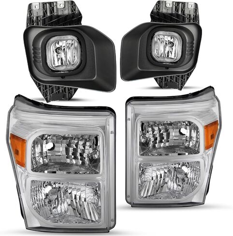 مجموعة المصابيح الأمامية بنمط المصنع JSBOYAT OE تناسب 2011-2016 Ford F250 F350 F450 F550 Super Duty الهالوجين الأمامي (مبيت الكروم مع عاكس كهرماني) in Kuwait