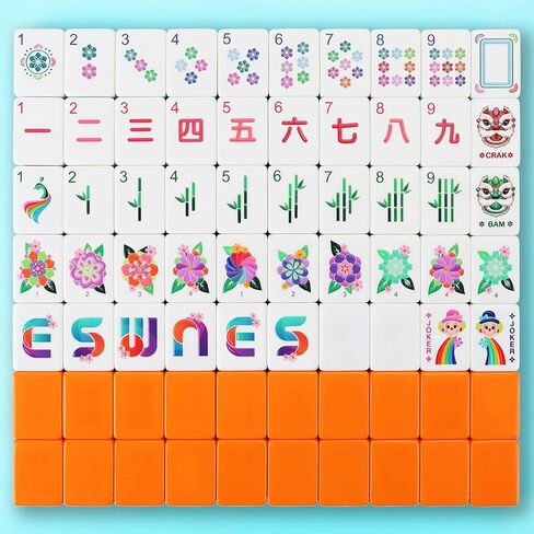 American Pink Mahjong Tile Set - Mah jongg Tiles Game Sets - 166 Complete Cute Travel Mah Jong, Beautiful Pretty 1.2" Majong Only, 3D Carving Mahjongg with Bag and Dice Accessories (Pink) in Saudi Arabia