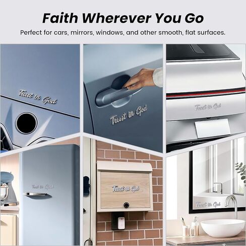 Trust in God Car Sticker, Premium 3D Solid Metal Emblem, Christian Faith Badge Decals, Weatherproof Auto Cute Decoration with 2 Trust in God Rearview Mirror Stickers in Saudi Arabia