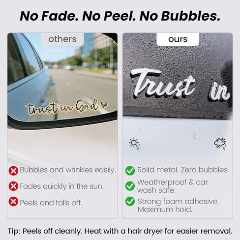 Trust in God Car Sticker, Premium 3D Solid Metal Emblem, Christian Faith Badge Decals, Weatherproof Auto Cute Decoration with 2 Trust in God Rearview Mirror Stickers in Saudi Arabia