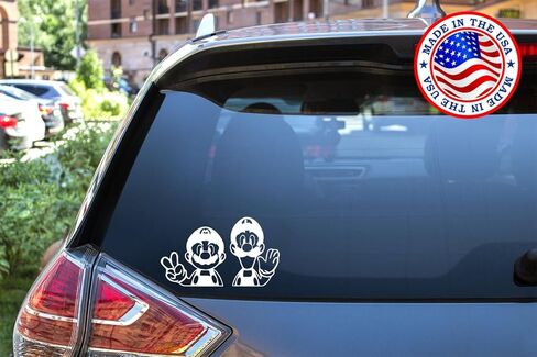 Sunset Graphics & Decals Mario and Luigi Waving Decal Vinyl Car Sticker PC Gaming Funny | Cars Trucks Vans Walls Laptop Skateboard | White | 5.5 Inch | SGD000248 in Kuwait