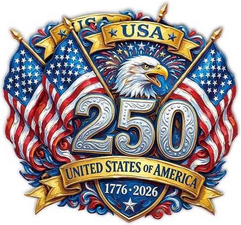 250th Anniversary USA Car Decals, 2Pcs USA Flag 1776-2026 Vinyl Sticker Patriotic Eagle Commemorative Stickers for Car, Truck, Window, Door Decoration, 11Inch in Saudi Arabia