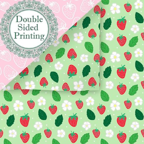 24 Sheets Strawberry Scrapbook Paper, 12 Styles Seamless Commercial Strawberries Patterns Decorative Craft Paper Folded Flat for Birthday Baby Shower Card Making Photo Album Decor, 11.8'' x 11.8'' in Saudi Arabia