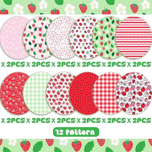 24 Sheets Strawberry Scrapbook Paper, 12 Styles Seamless Commercial Strawberries Patterns Decorative Craft Paper Folded Flat for Birthday Baby Shower Card Making Photo Album Decor, 11.8'' x 11.8'' in Saudi Arabia