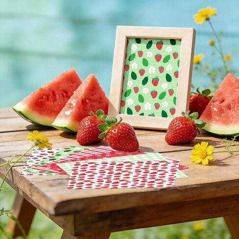 24 Sheets Strawberry Scrapbook Paper, 12 Styles Seamless Commercial Strawberries Patterns Decorative Craft Paper Folded Flat for Birthday Baby Shower Card Making Photo Album Decor, 11.8'' x 11.8'' in Saudi Arabia