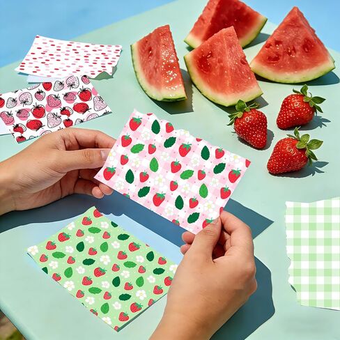 24 Sheets Strawberry Scrapbook Paper, 12 Styles Seamless Commercial Strawberries Patterns Decorative Craft Paper Folded Flat for Birthday Baby Shower Card Making Photo Album Decor, 11.8'' x 11.8'' in Saudi Arabia