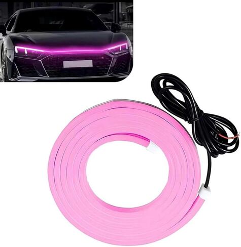 1 PC Car LED Hood Strip Light, 59 Inches Waterproof Hood Vibe Light, 12V High Brightness LED Running Lamp Strip, Universal for Cars, SUVs, Trucks (Pink) in Saudi Arabia