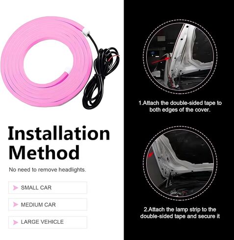 1 PC Car LED Hood Strip Light, 59 Inches Waterproof Hood Vibe Light, 12V High Brightness LED Running Lamp Strip, Universal for Cars, SUVs, Trucks (Pink) in Saudi Arabia