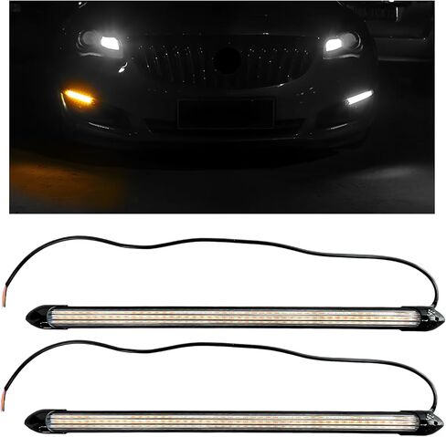 2 PCS Exterior Car LED Lights, 13.5 Inches Flexible LED Daytime Running Light Strip, Waterproof 12V Headlight Sequential Flowing Turn Signal for SUV Truck RV, Car Accessories in Saudi Arabia