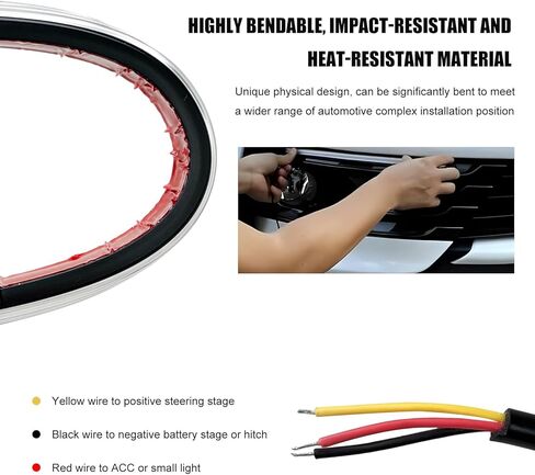 2 PCS Exterior Car LED Lights, 13.5 Inches Flexible LED Daytime Running Light Strip, Waterproof 12V Headlight Sequential Flowing Turn Signal for SUV Truck RV, Car Accessories in Saudi Arabia