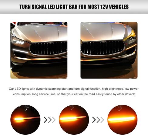 2 PCS Exterior Car LED Lights, 13.5 Inches Flexible LED Daytime Running Light Strip, Waterproof 12V Headlight Sequential Flowing Turn Signal for SUV Truck RV, Car Accessories in Saudi Arabia