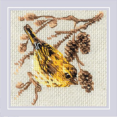 RIOLIS - Siskin 2329، مجموعات غرز متقاطعة للحيوانات مقاس 10.16 سم × 10.16 سم للمبتدئين والمتقدمين، طقم خياطة متقاطعة للبالغين، طقم تطريز طبيعي in Kuwait