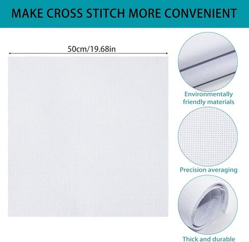 2Pcs Cross Stitch Aida Fabric 14 Count, 20 by 20 Inch Classic Reserve Aida Cloth, Cross Stitch Fabrics for Home DIY Embroidery Knit Crochet Projects in Saudi Arabia