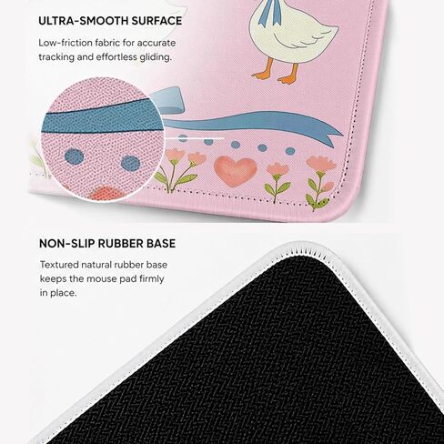 HONLUNG Cute Goose Mouse Pad with Non-Slip Rubber Base, Coquette Bow Small Desk Mouse Pad, Stitched Edges, Smooth Surface for Office, Home, School and Laptop,9.4 x 7.9 Inch in Saudi Arabia