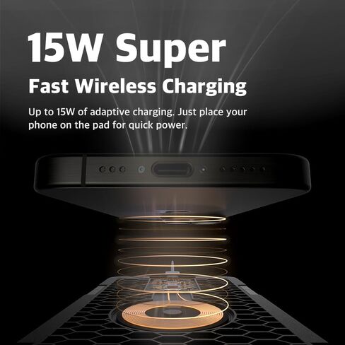 POUT H3 Split Max 3-in-1 Wireless Charging Mouse Pad – Fast Qi Charger, Mousepad Mat, and Magnetic Tray Organizer – Compatible with Smartphones and Earbuds (Graphite Grey) in Saudi Arabia